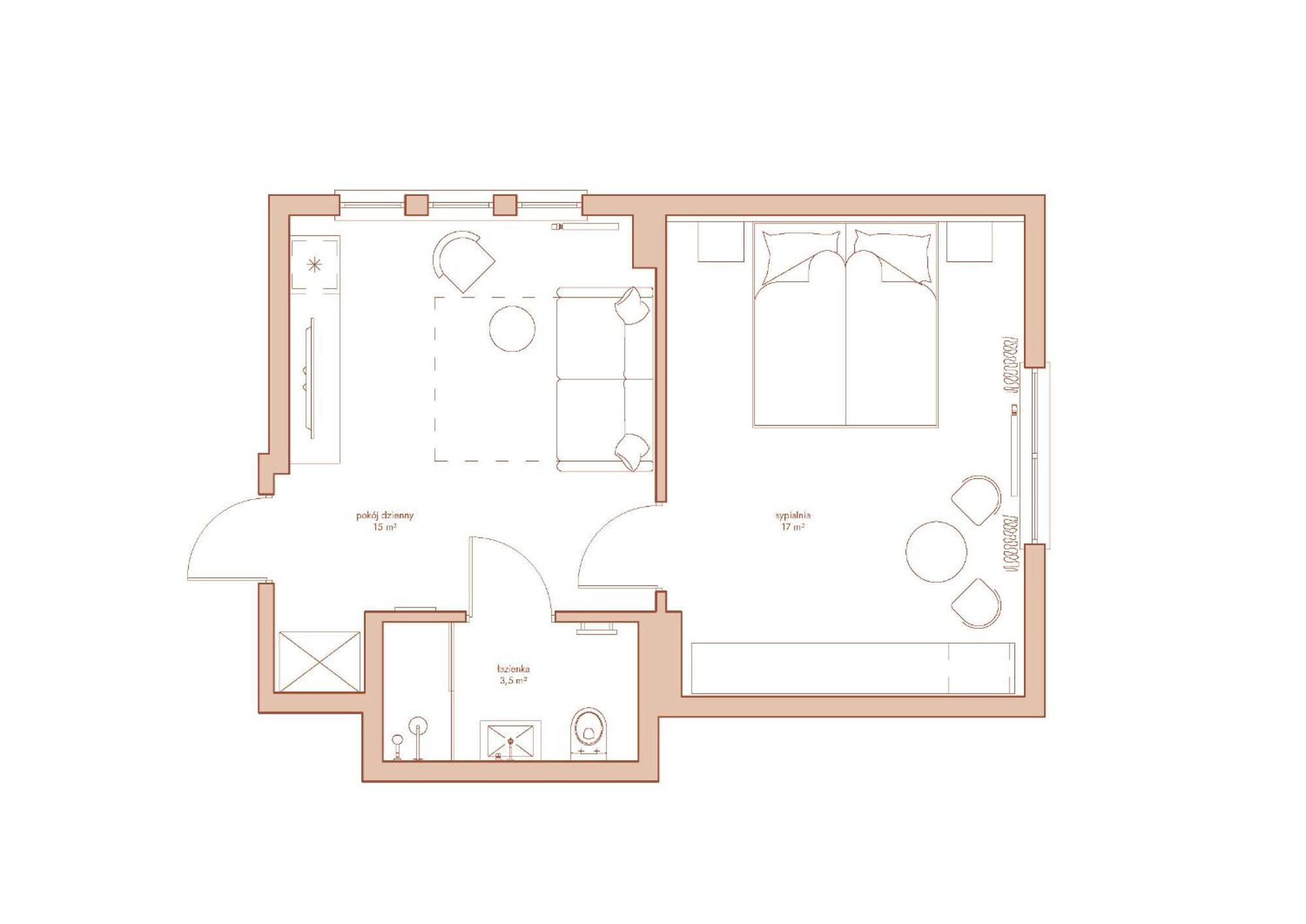 Apartament z 1 sypialnią